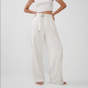 White satin cargo pants !! New with tags